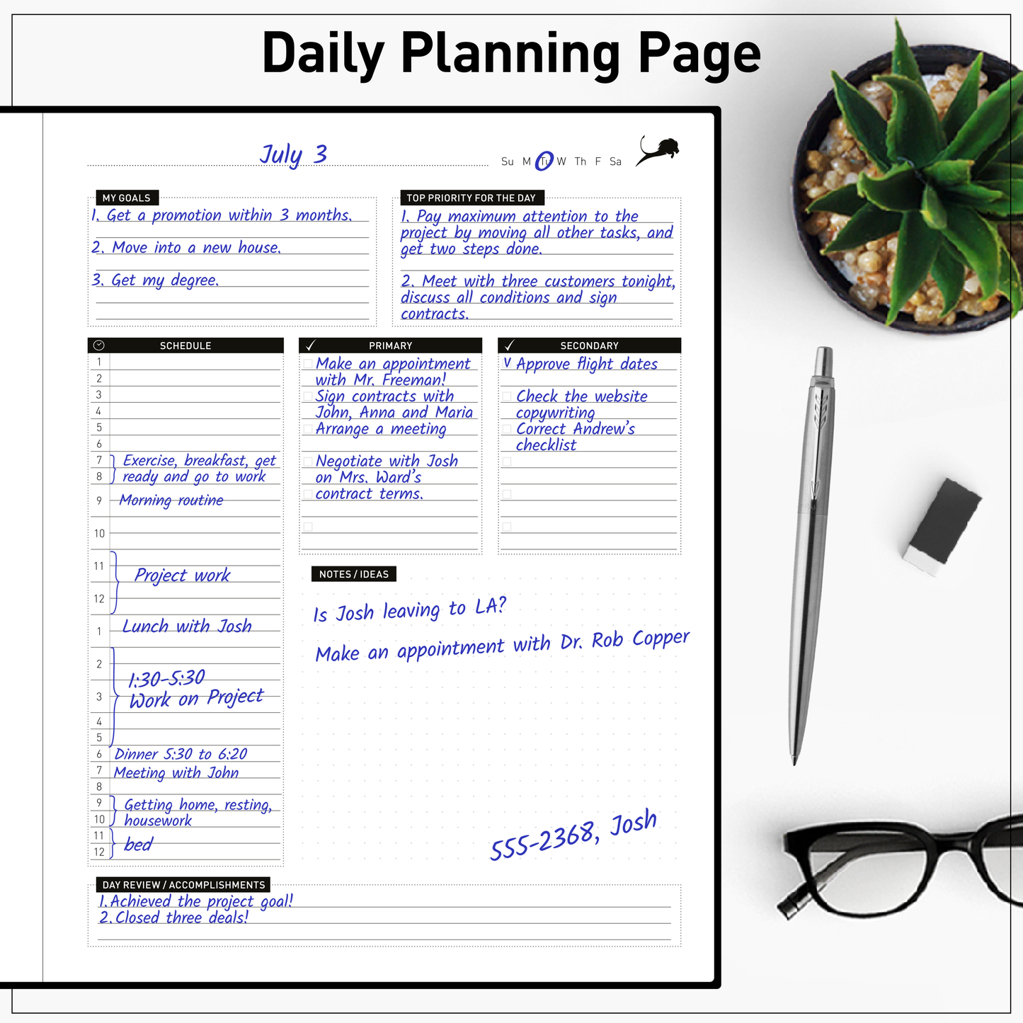 Large Daily Planner - Professional Life Planner to Boost Productivity, Time Management & Happiness