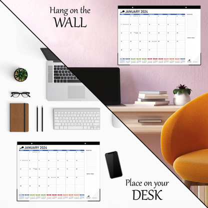 Desk Calendar 2024 – Large Desktop & Wall Calendar with Holidays for Office or Home | Big Monthly Table Calendar 17" x 12" Pad for Work with To-Do List & Notes | Blotter Calender for Teacher, Student, Classroom (August 2023 - December 2024)